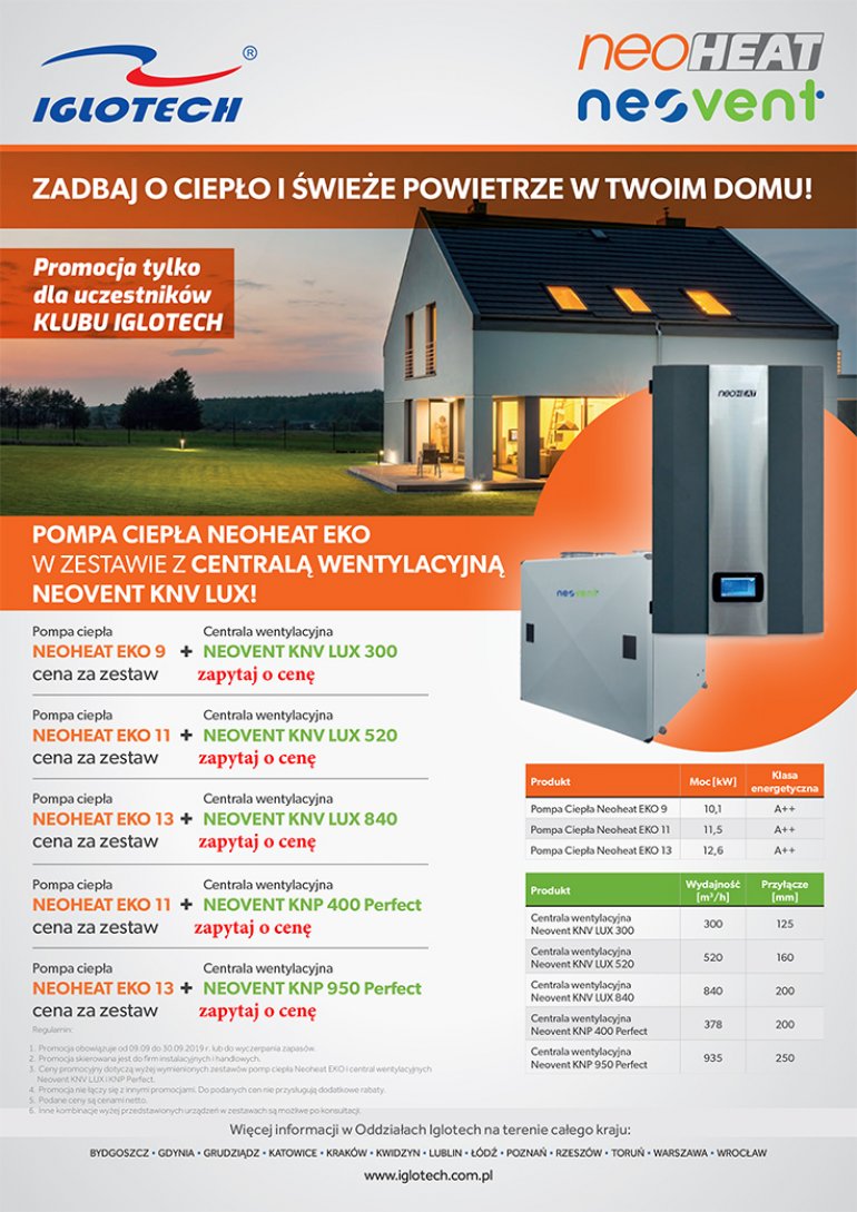 Pompa ciepła w zestawie z centralą wentylacyjną! | wrzesień 2019 | Iglotech