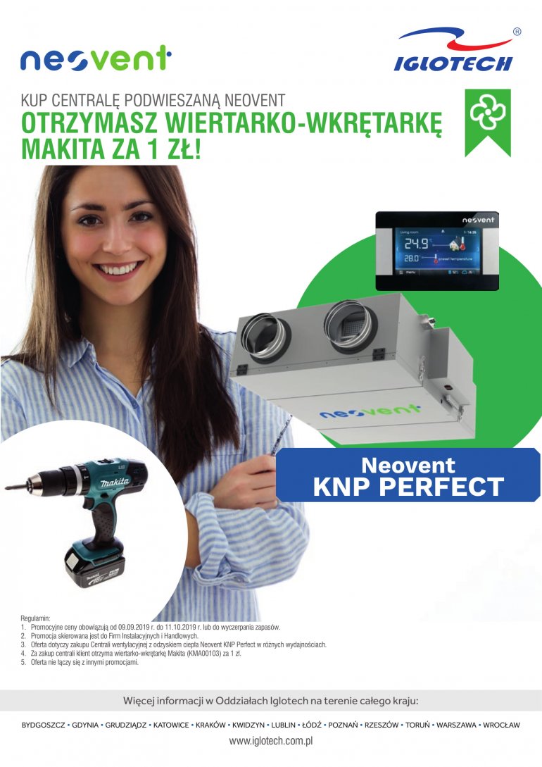 Centrala podwieszana neovent plus wiertarko-wkrętarka Makita za 1 zł!