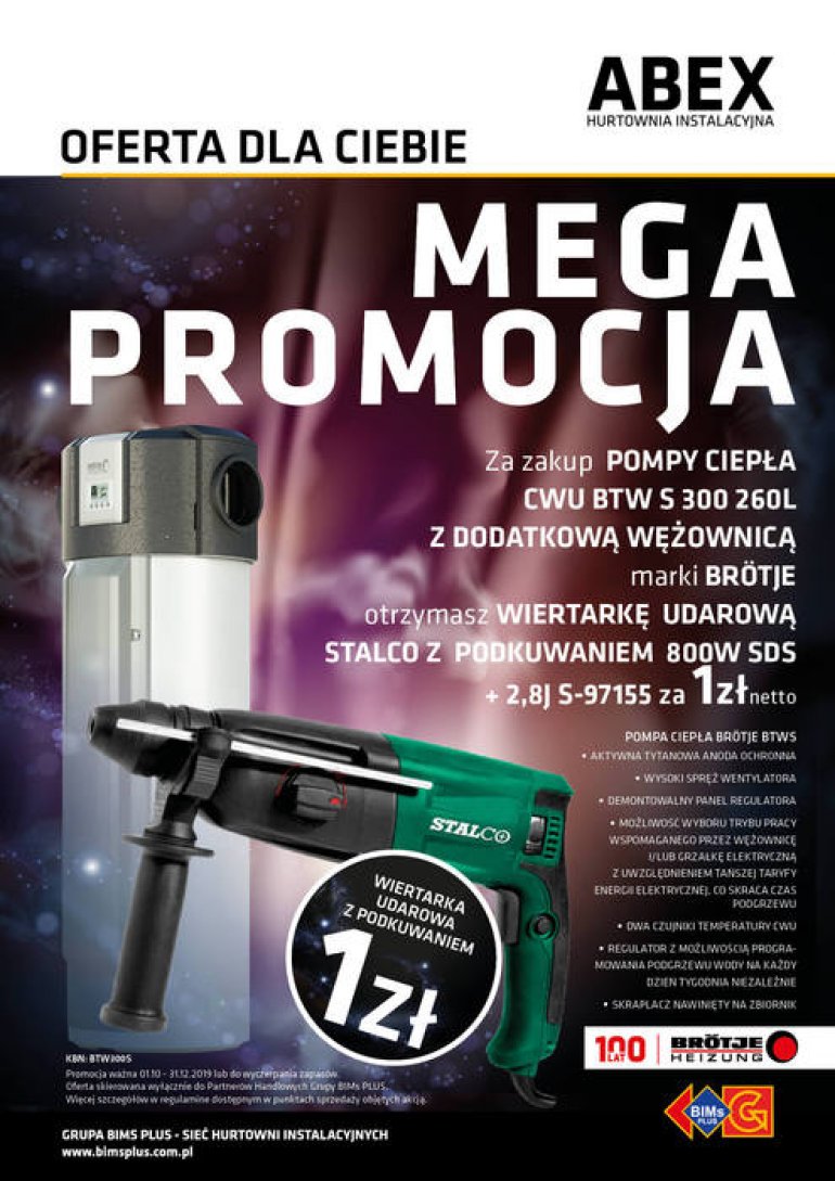 Wiertarka udarowa za zakup pompy ciepła | BIMs PLUS