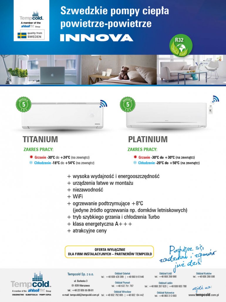 Szwedzkie pompy ciepła powietrze-powietrze Innova