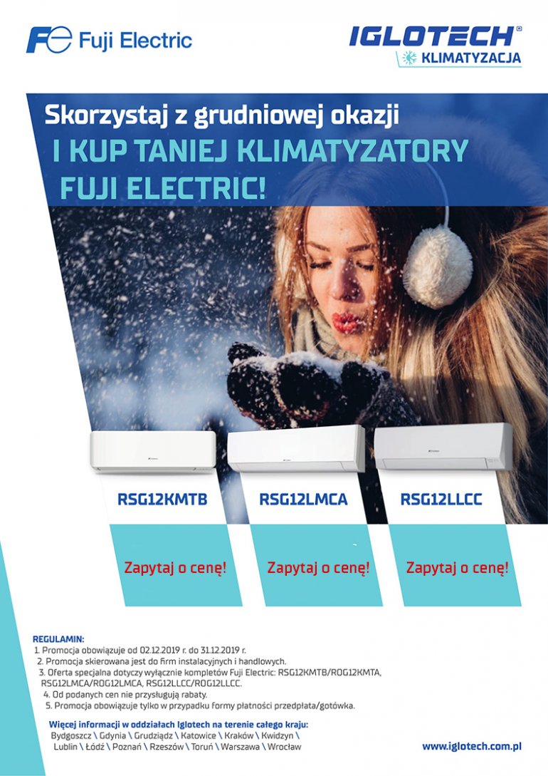 Kup taniej Klimatyzatory Fuji Electric | grudzień 2019 | Iglotech