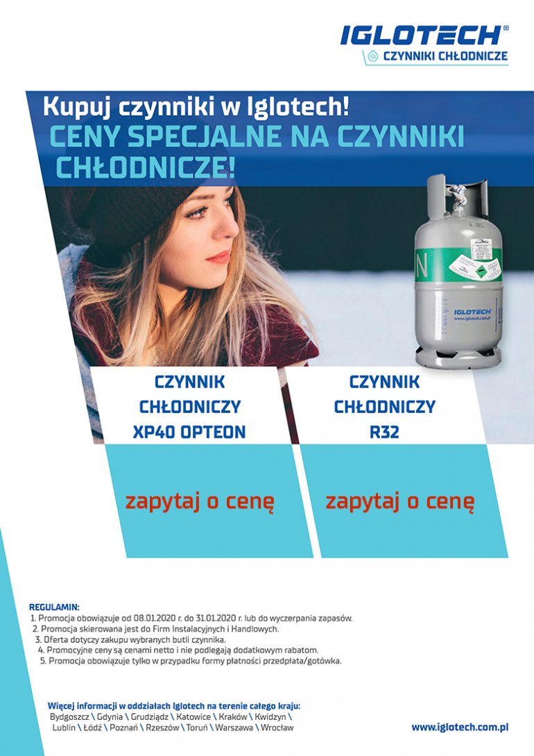 Ceny specjalne na czynniki chłodnicze! | styczeń 2020 | Iglotech