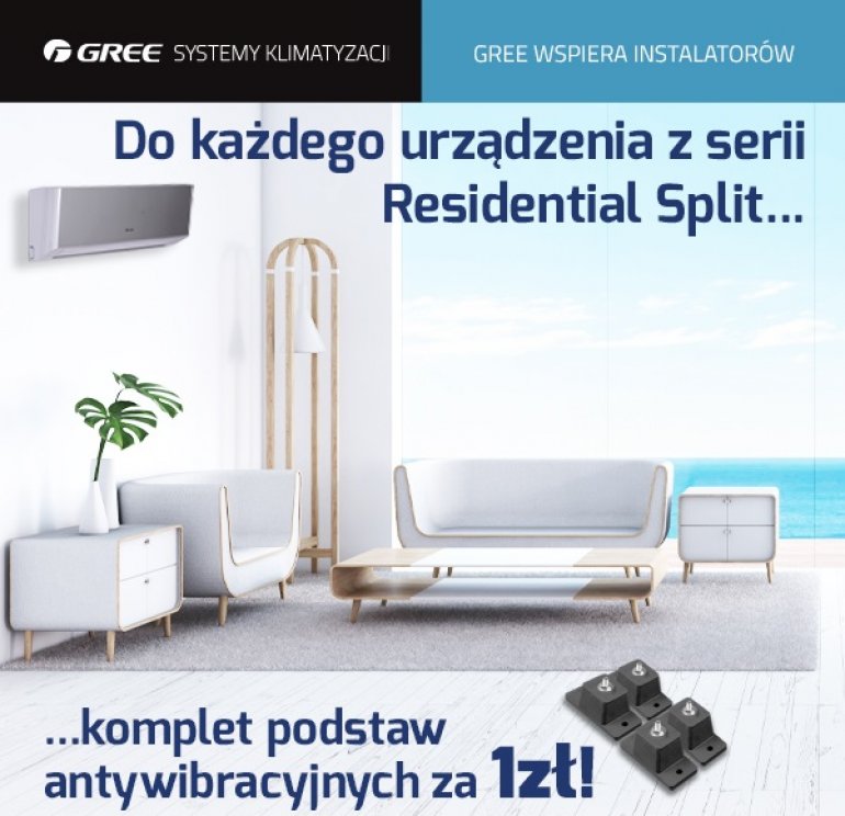 Do każdego urządzenia z serii Residental Split komplet podstaw antywibracyjnych