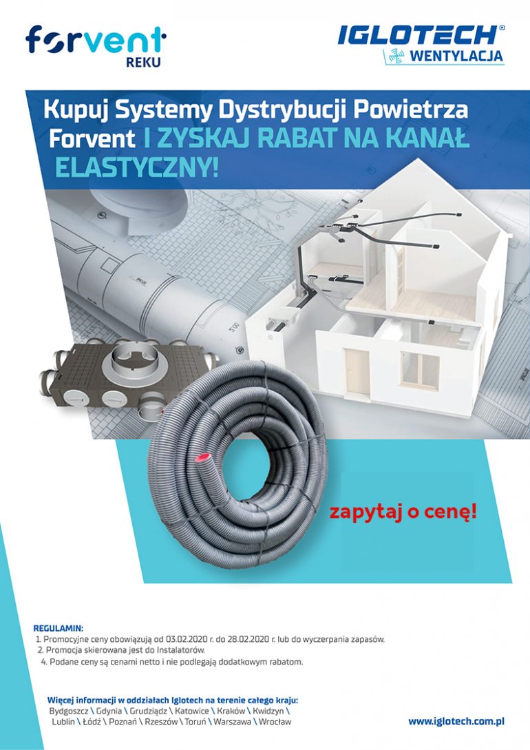 Kupuj Systemy Dystrybucji Powietrza Forvent i zyskaj RABAT | luty 2020 | Iglotech