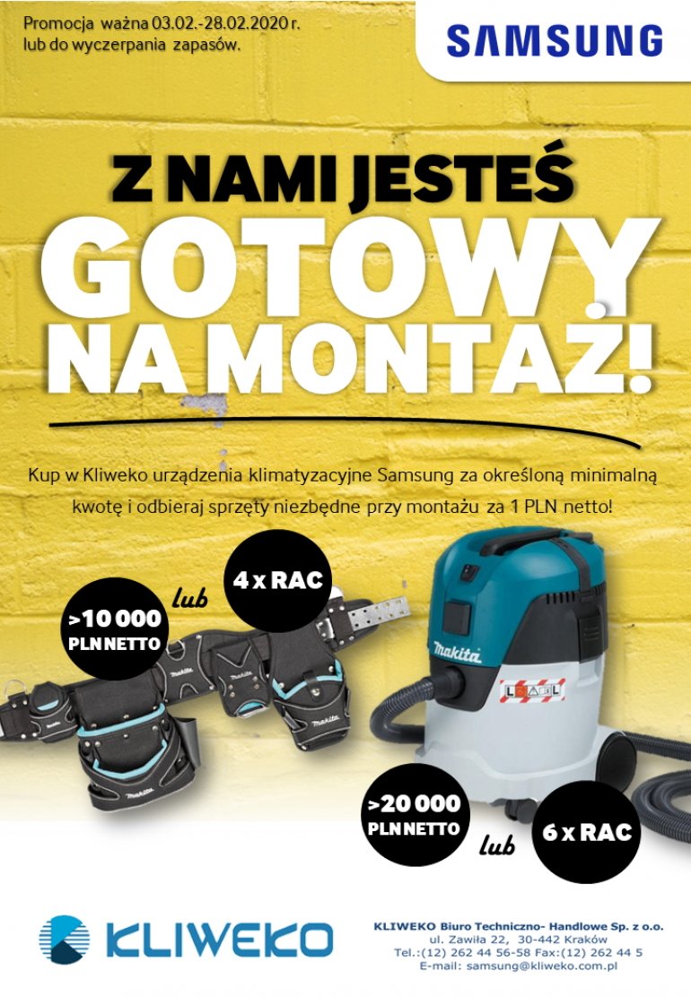 Z nami jesteś gotowy na montaż! Gratisy za urządzenia SAMSUNG!