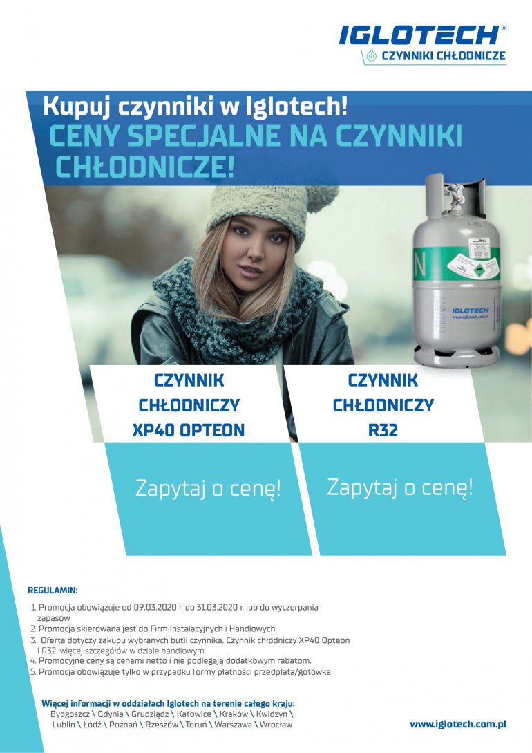 Czynnik XP40 Opteon i R32! | marzec 2020 | Iglotech