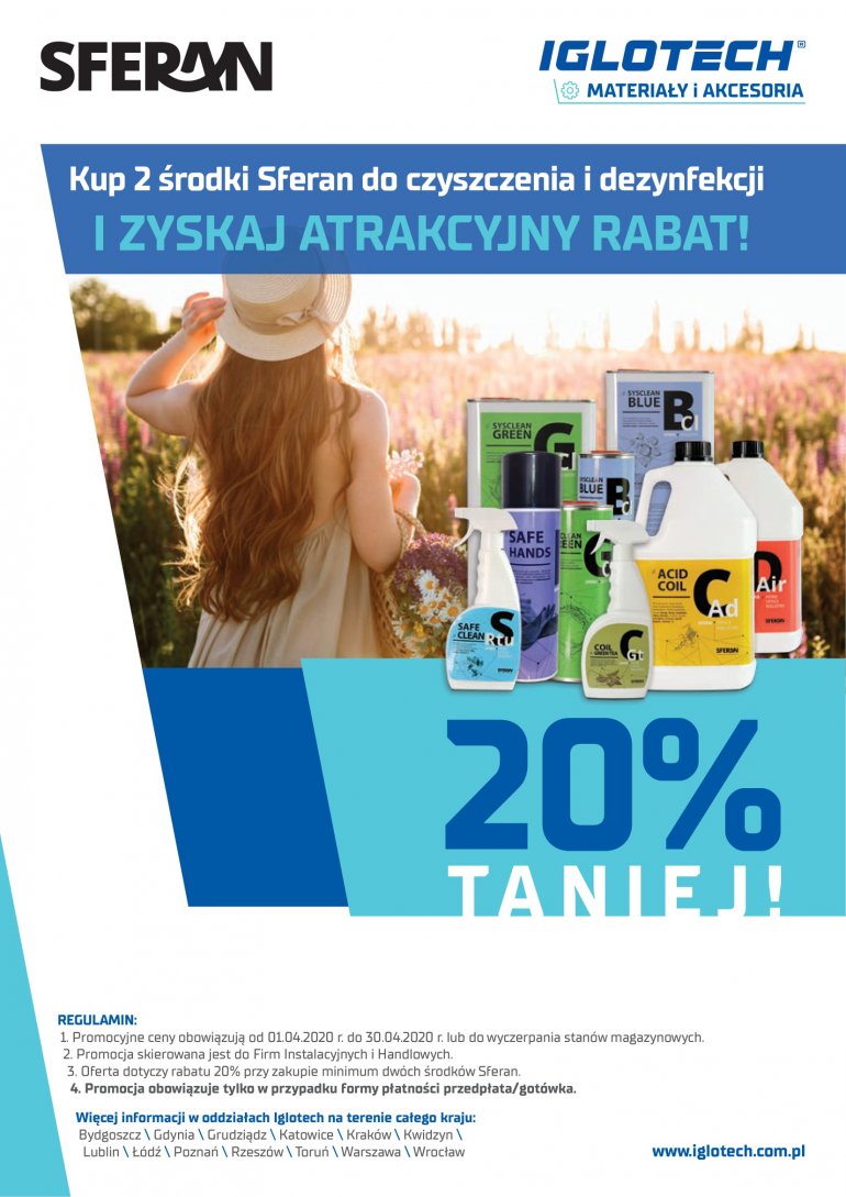 Środki do czyszczenia Sferan teraz -20% | kwiecień 2020 | Iglotech