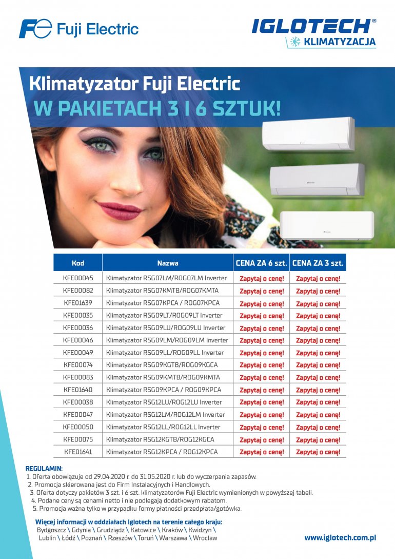 Kupuj pakiety 6 szt. i 3 szt. Fuji Electric i płać mniej! | maj 2020 | Iglotech