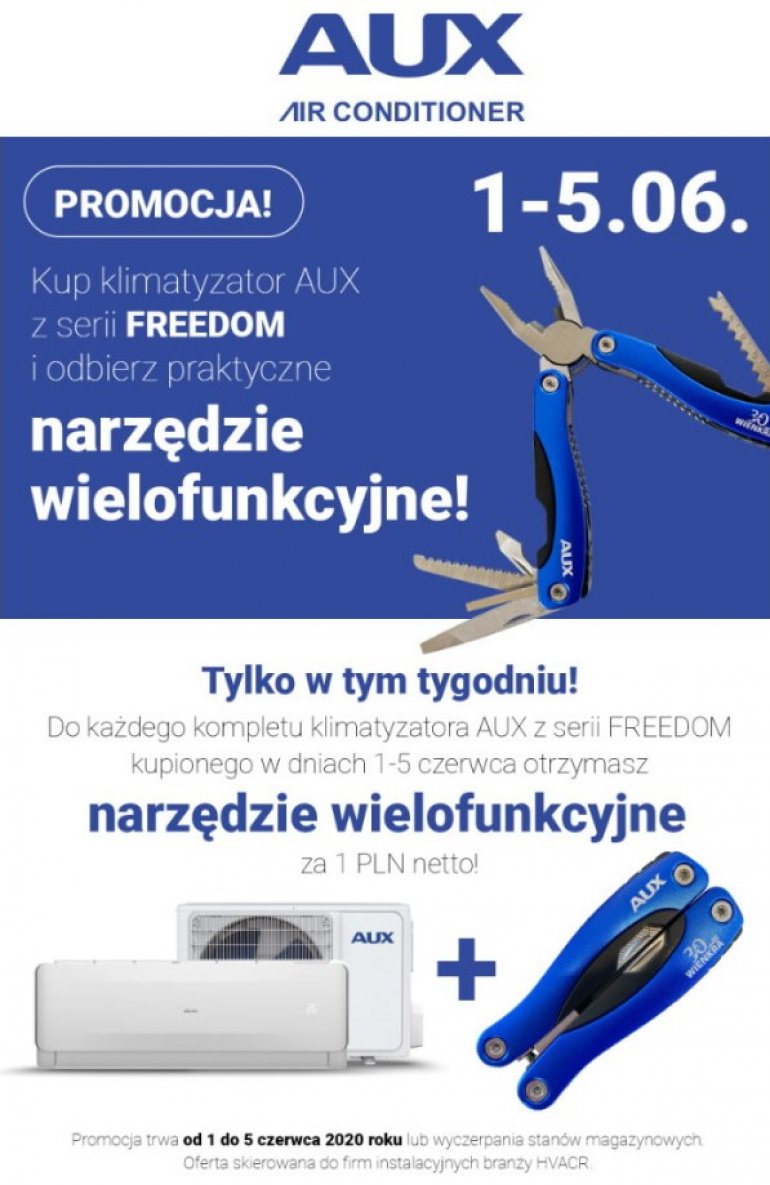 Kup klimatyzator AUX Freedom i odbierz narzędzie wielofunkcyjne!