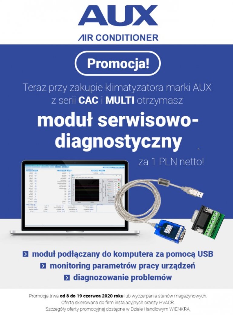 Kup klimatyzatory AUX serii CAC lub MULTI i odbierz moduł diagnostyczno-serwisowy!