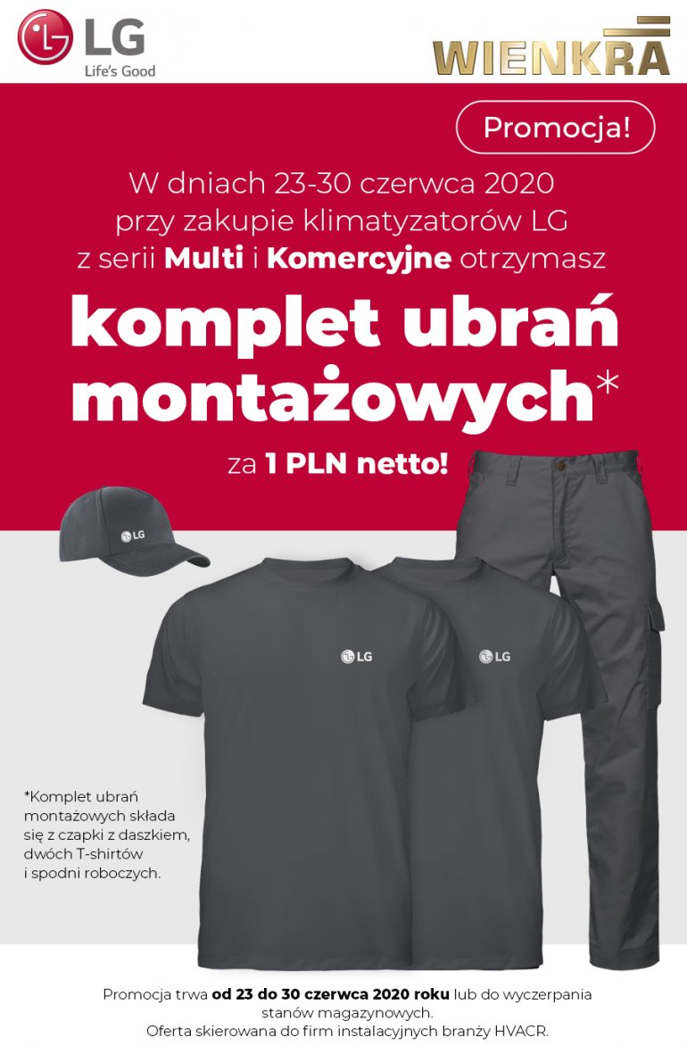 Kup klimatyzatory LG z serii Multi lub Komercyjne i odbierz komplet ubrań roboczych z logo marki!