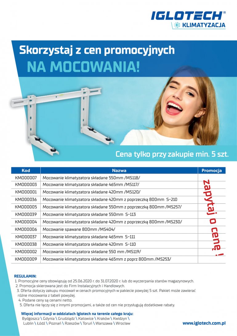 Skorzystaj z cen promocyjnych na mocowania! | lipiec 2020 | Iglotech