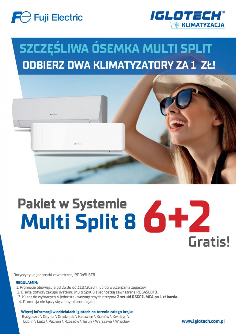 Szczęśliwa ósemka Multi Split! Odbierz dwa klimatyzatory za 1 zł! | lipiec 2020 | Iglotech