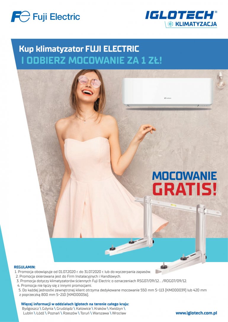 Kup klimatyzator Fuji Electric i odbierz mocowanie za 1 zł! | lipiec 2020 | Iglotech