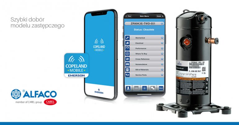 Znajdź zamiennik sprężarki - Aplikacja Copeland™ Mobile