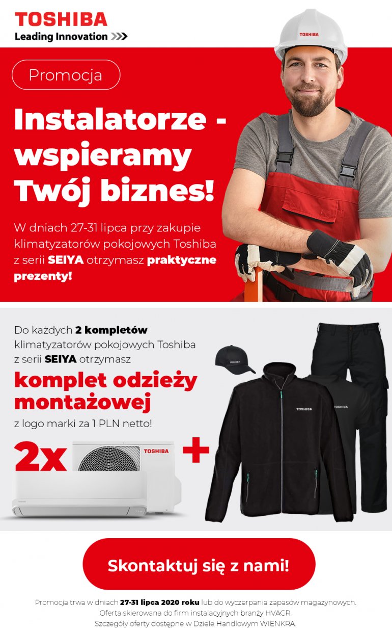 Tydzień dla Instalatorów w WIENKRA – kup klimatyzatory TOSHIBA i odbierz praktyczne prezenty!