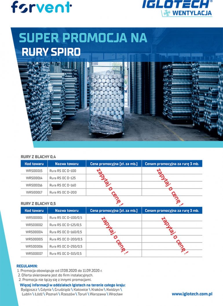 Super promocja na rury spiro