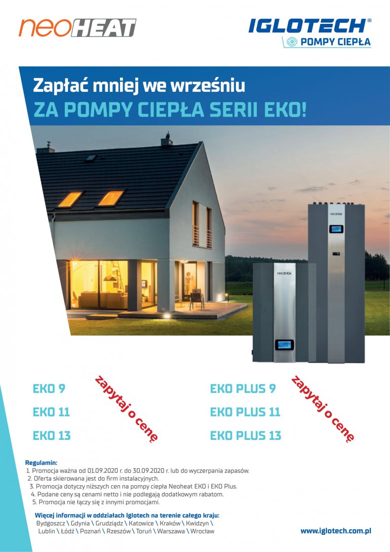 Zapłać mniej we wrześniu ZA POMPY CIEPŁA SERII EKO!