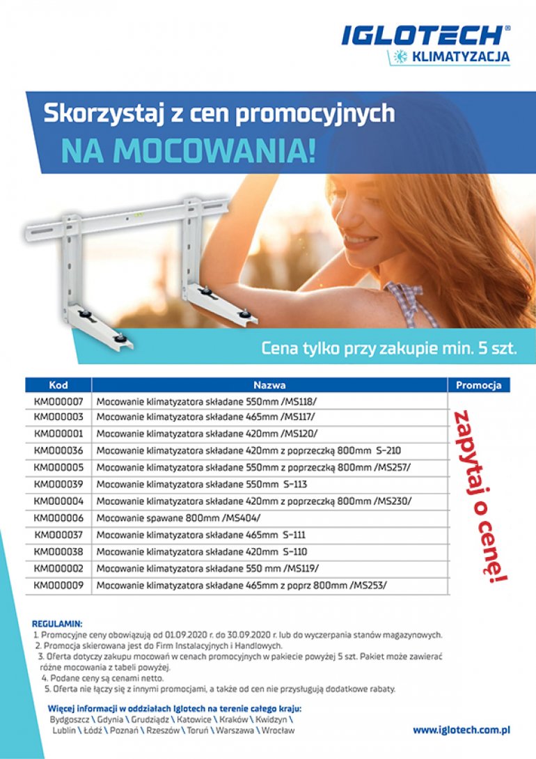 Skorzystaj z cen promocyjnych na mocowania klimatyzatora
