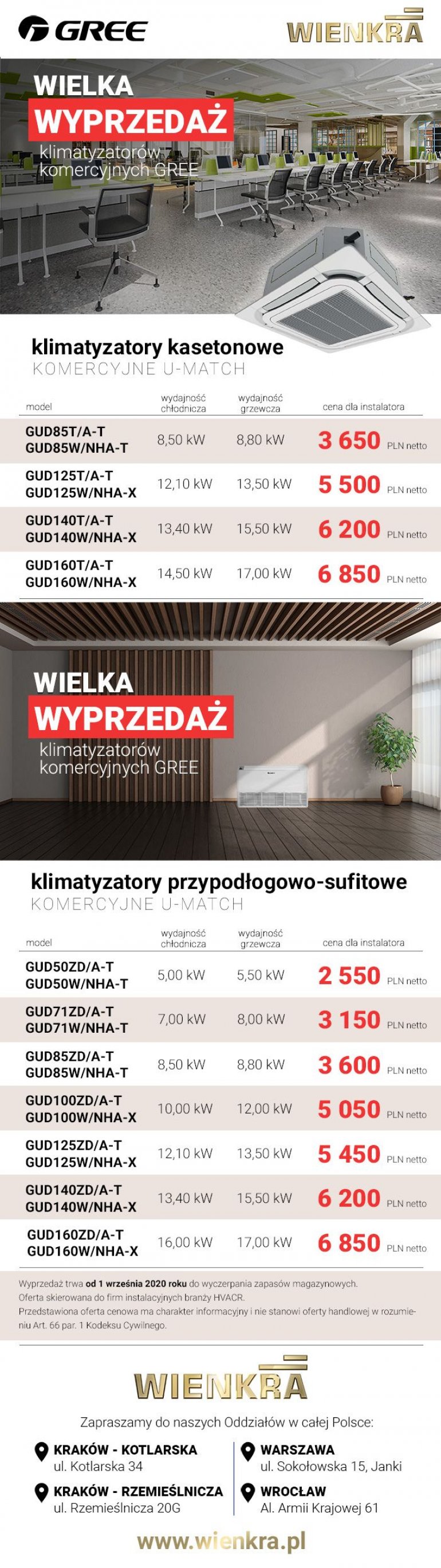 WIELKA WYPRZEDAŻ klimatyzatorów komercyjnych GREE!