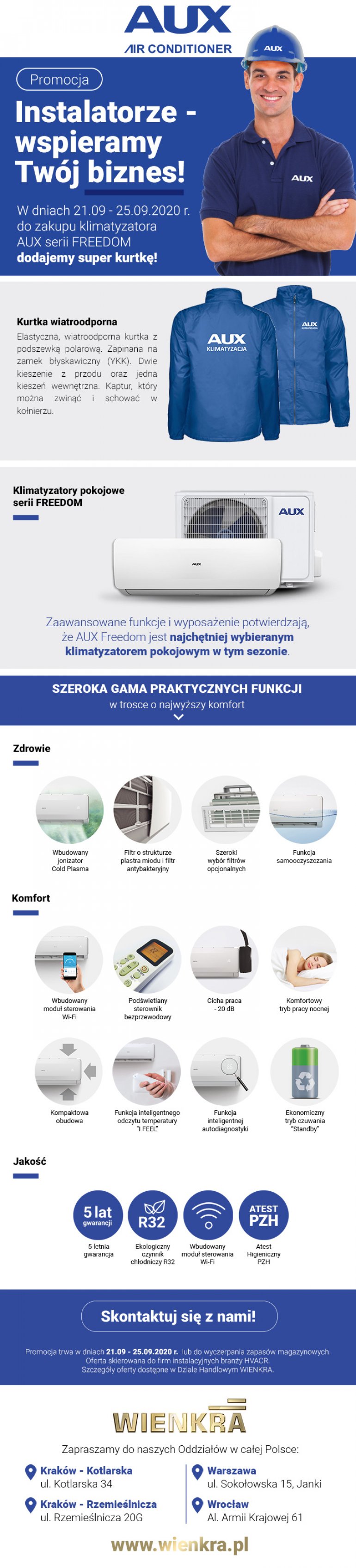 Kup klimatyzator AUX FREEDOM i zgarnij modną kurtkę w prezencie!