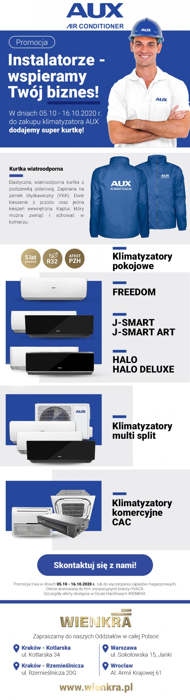 Kup klimatyzatory AUX i otrzymaj modną kurtkę w prezencie