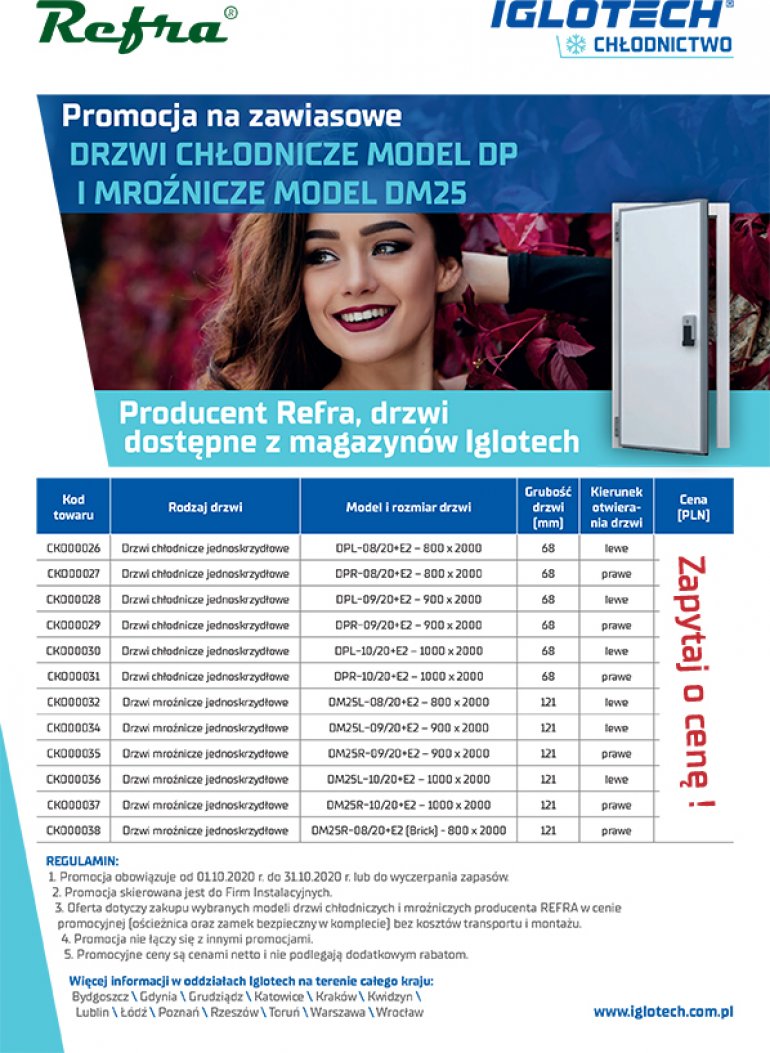 Promocja na zawiasowe drzwi chłodnicze