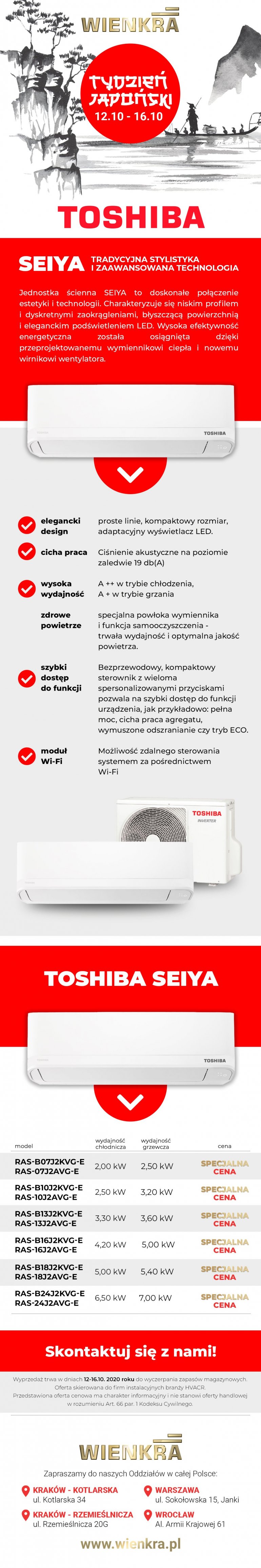 Tydzień japoński! Klimatyzatory TOSHIBA SEIYA w specjalnych cenach