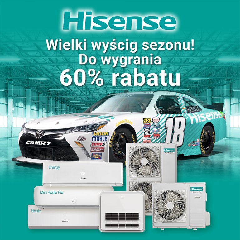 Wielki wyścig sezonu! Do wygrania 60% rabatu na klimatyzatory Hisense