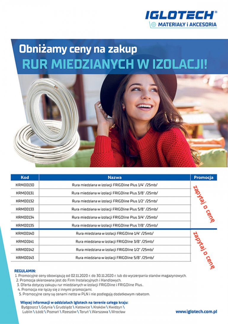 Obniżamy ceny na zakup rur miedzianych w izolacji