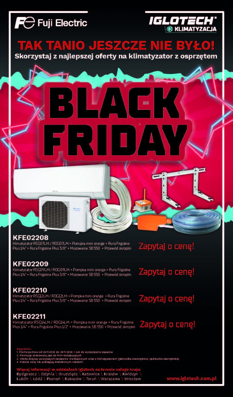 Black Friday w IGLOTECH! Skorzystaj z najlepszej oferty na klimatyzator z osprzętem