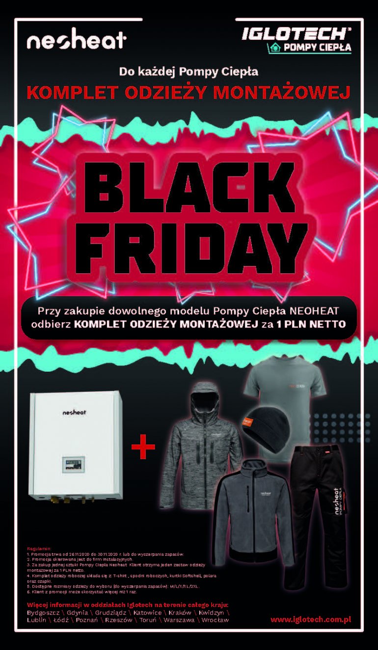 Black Friday w IGLOTECH! Do każdej Pompy Ciepła komplet odzieży montażowej