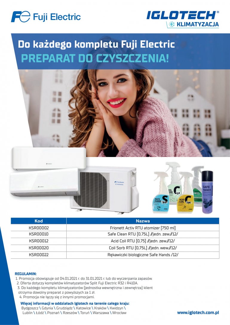 Do każdego kompletu Fuji Electric preparat do czyszczenia!