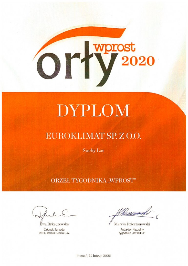 Euroklimat otrzymuje nagrodę Orły Wprost 2020