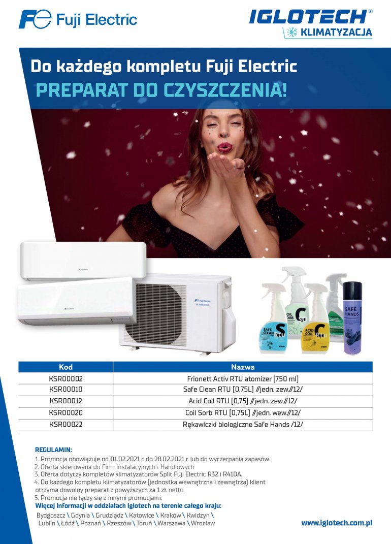 Do każdego kompletu Fuji Electric preparat do czyszczenia!