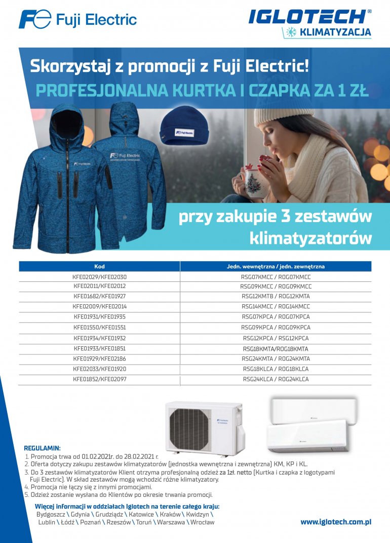 Skorzystaj z promocji z Fuji Electric! Profesjonalna kurtka i czapka za 1 zł