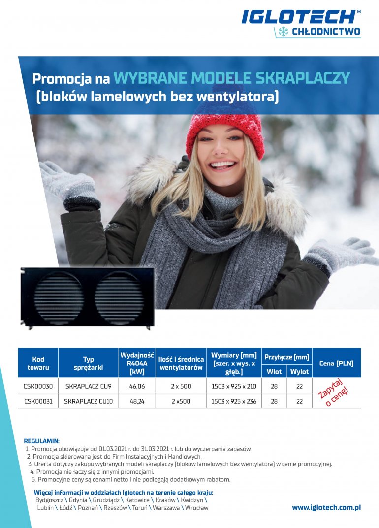 Promocja na WYBRANE MODELE SKRAPLACZY (bloków lamelowych bez wentylatora)