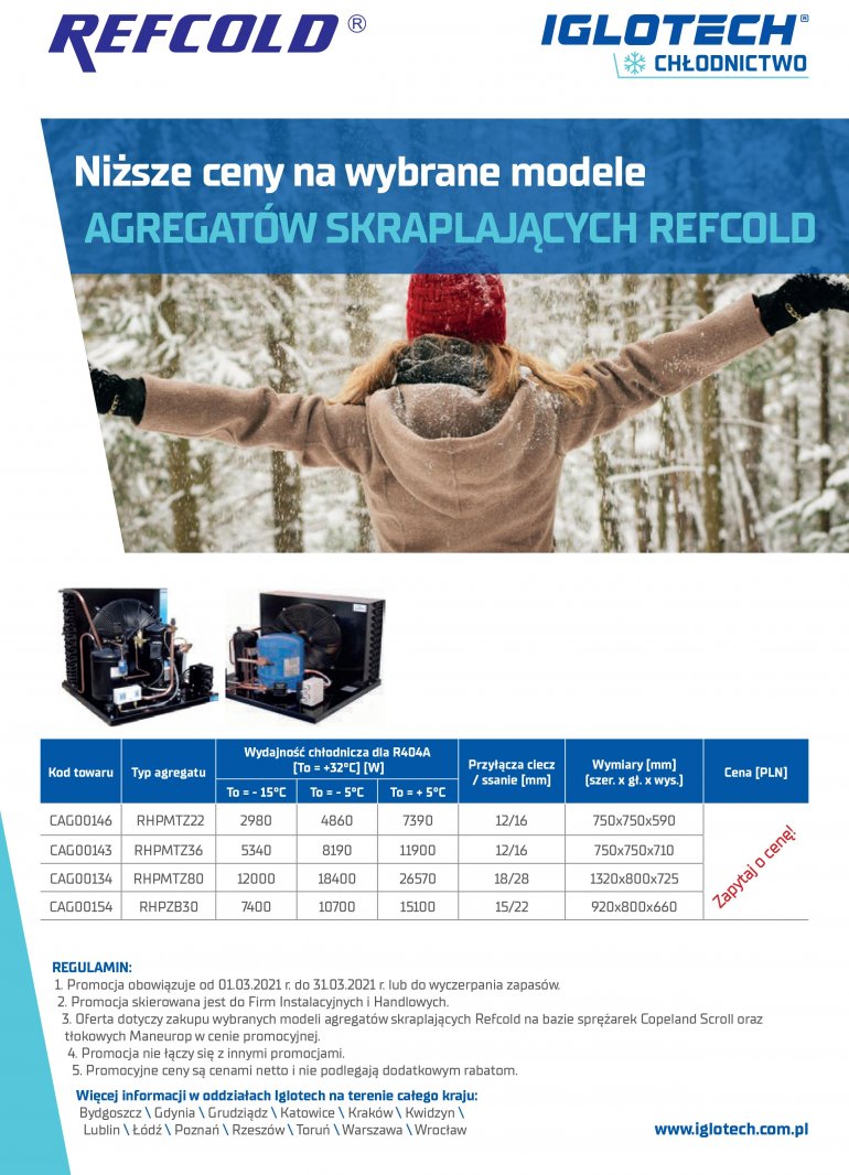 Niższe ceny na wybrane modele agregatów skraplających Refcold