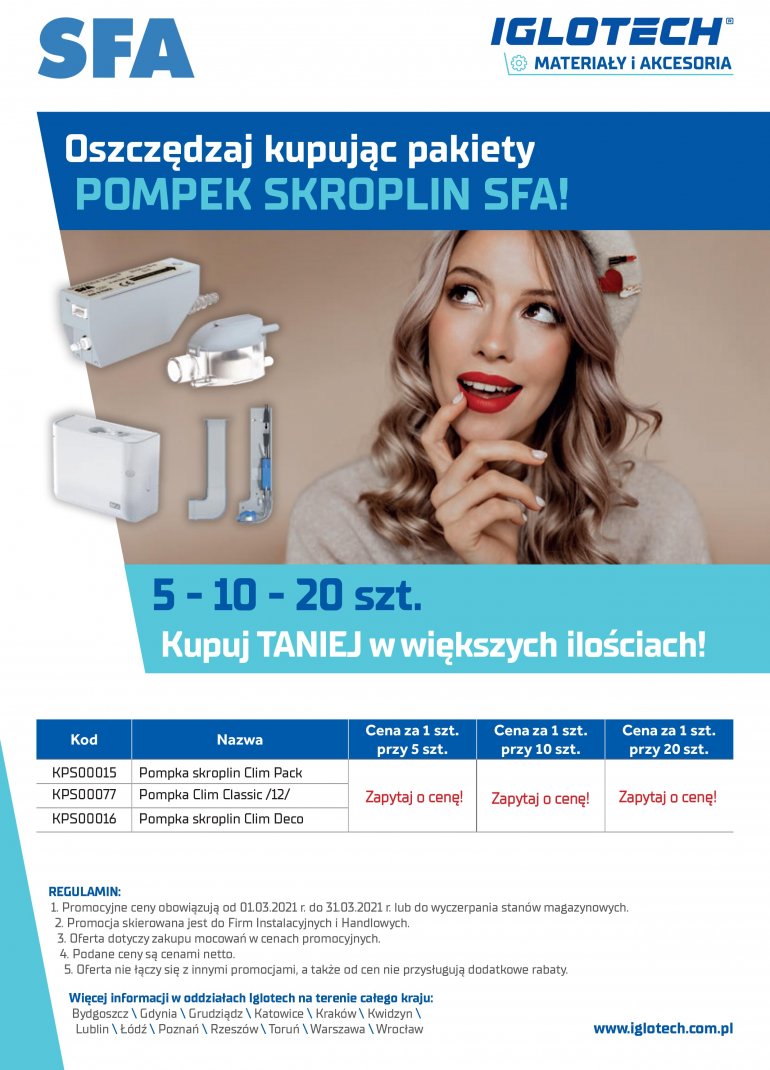 Oszczędzaj kupując pakiety pompek skroplin SFA