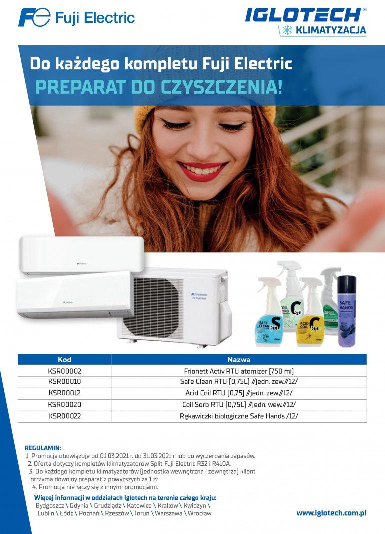 Do każdego kompletu Fuji Electric preparat do czyszczenia!