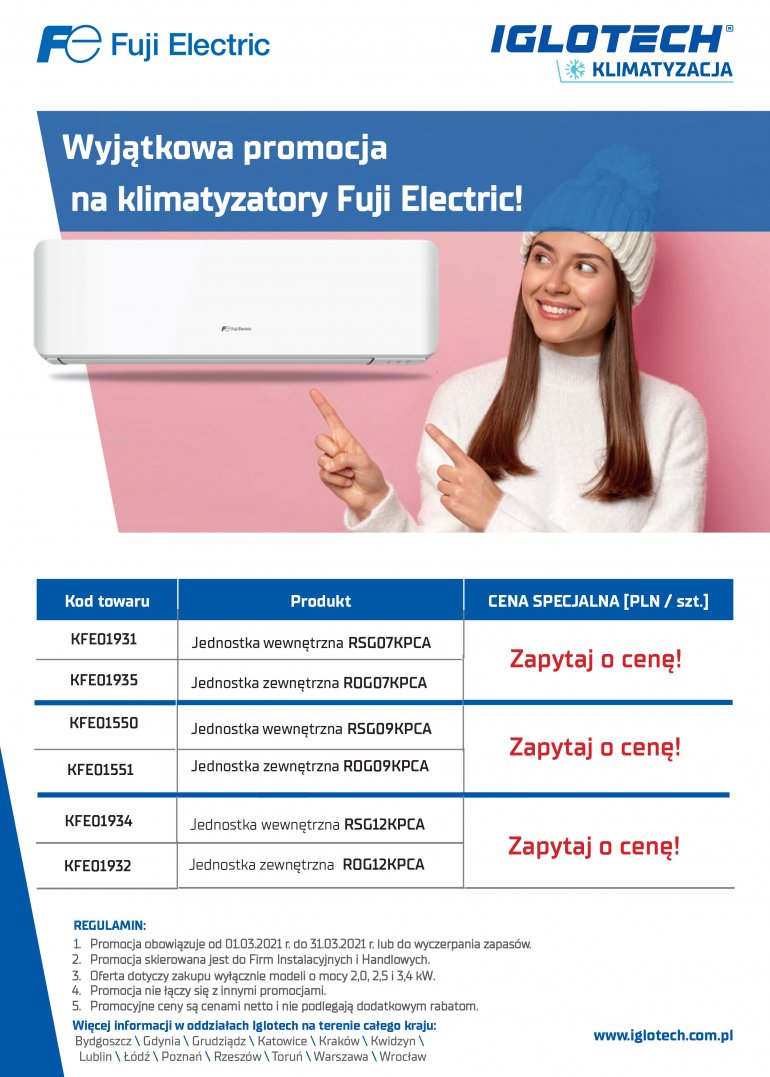 Wyjątkowa promocja na klimatyzatory Fuji Electric