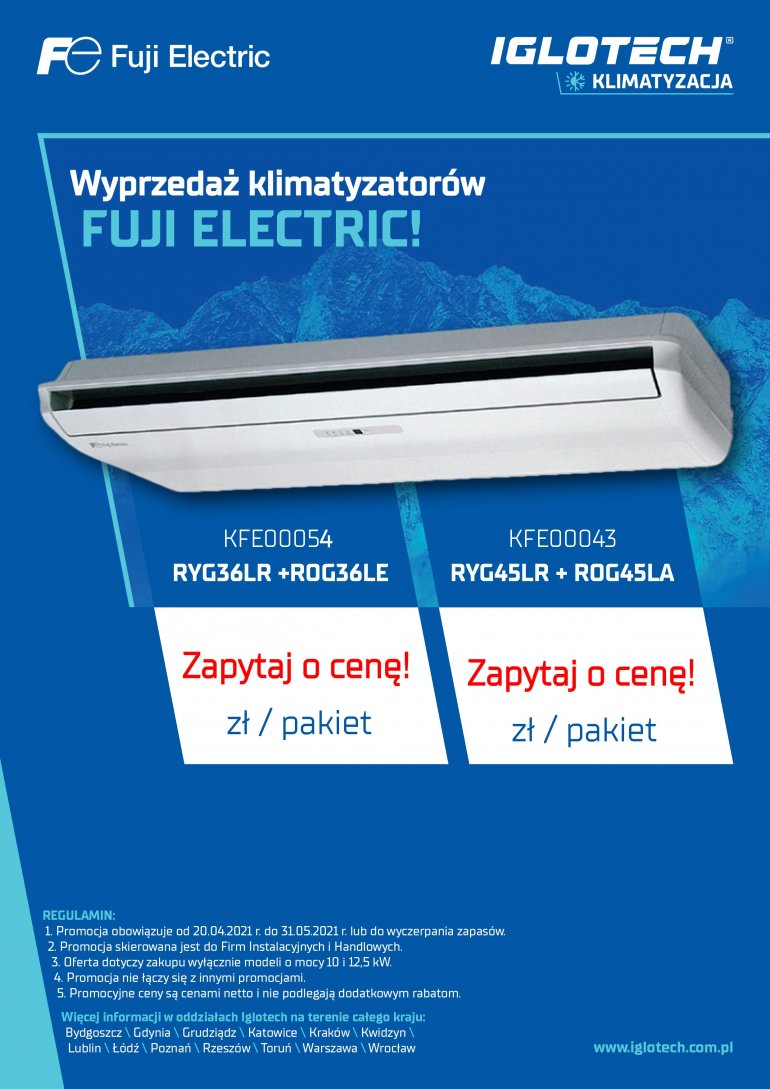 Wyprzedaż klimatyzatorów Fuji Electric!