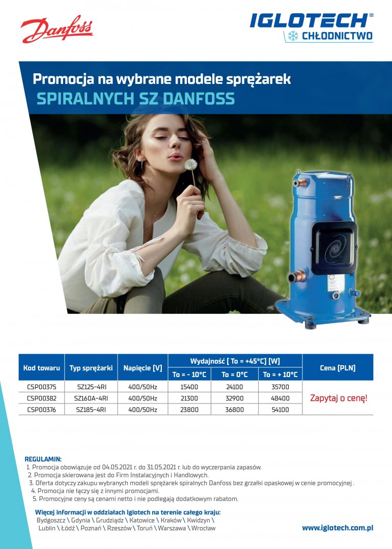Promocja na wybrane modele sprężarek SPIRALNYCH DANFOSS