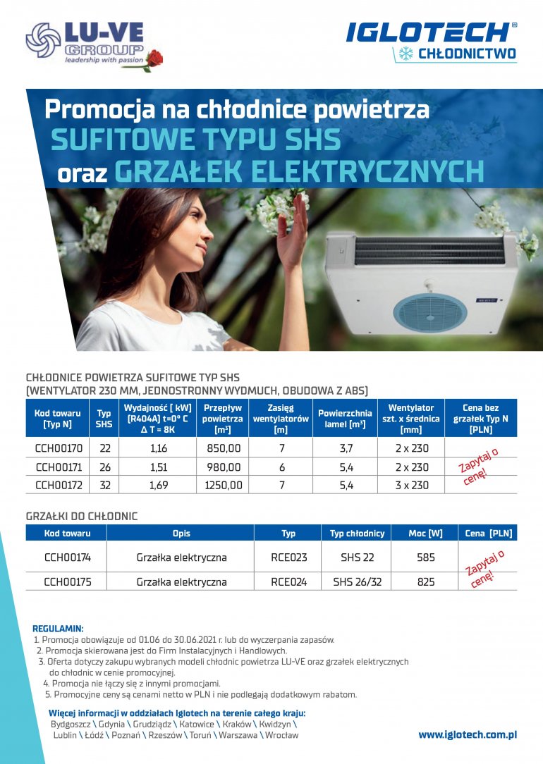 Promocja na chłodnice powietrza sufitowe typu SHS oraz grzałek elektrycznych