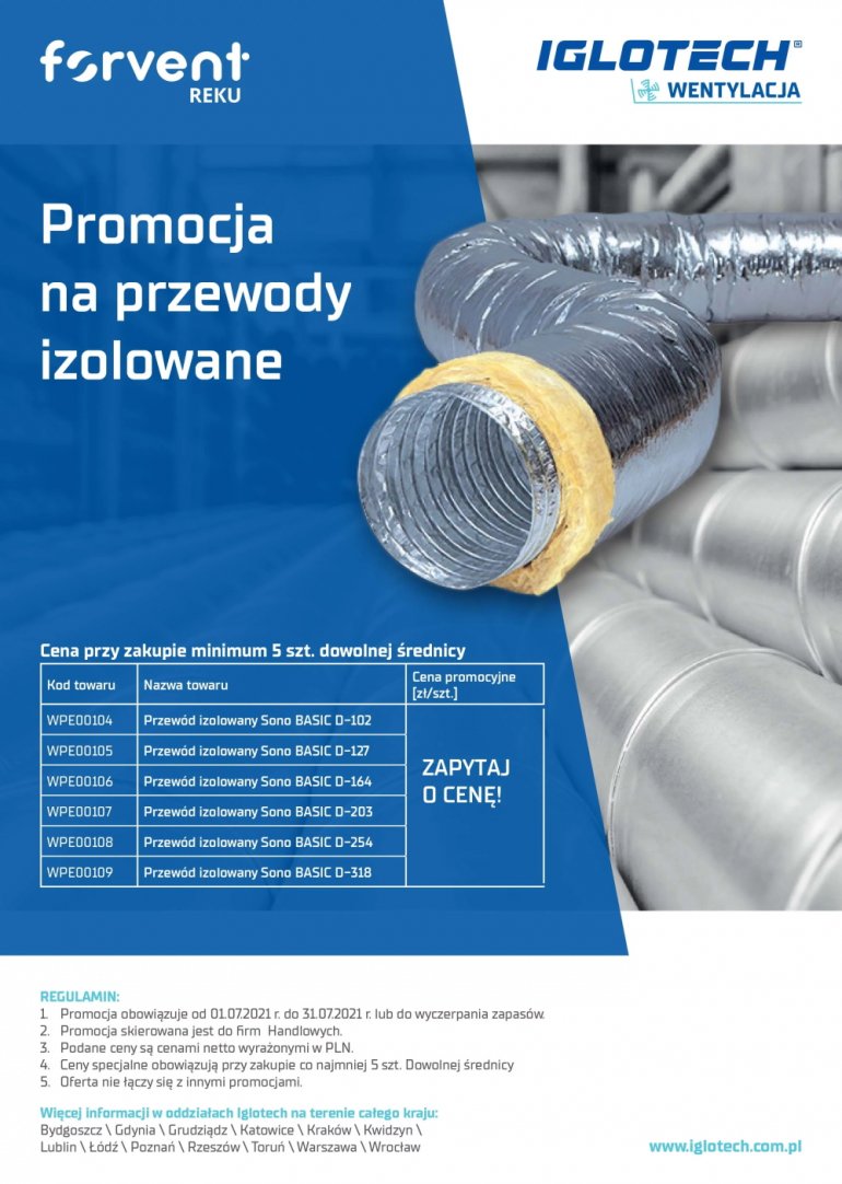 Promocja na przewody izolowane FORVENT REKU - lipiec 2021