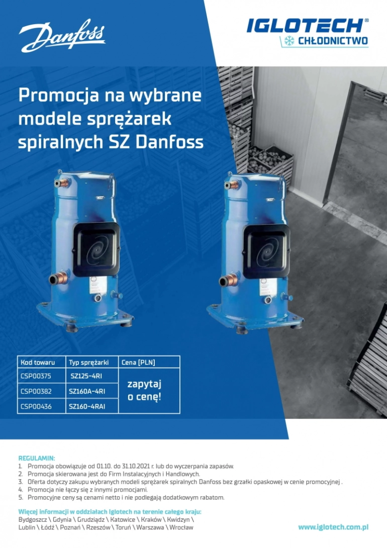 Promocja na wybrane modele sprężarek spiralnych SZ Danfoss
