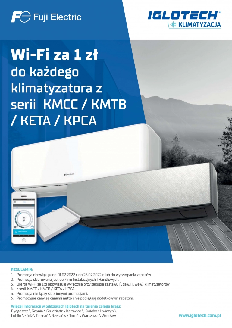 Wi-Fi za 1 zł do każdego klimatyzatora z serii KMCC / KMTB . KETA / KPCA