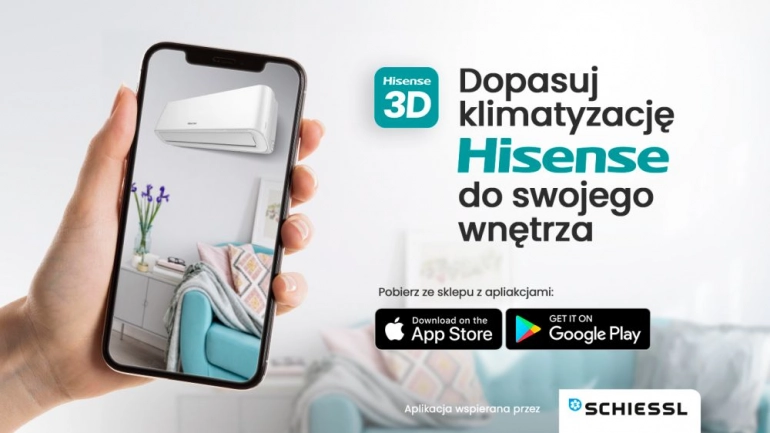 Aplikacja Hisense 3D – zaprojektowana tak, aby idealnie dopasować klimatyzator do Twojego wnętrza.