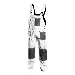 Spodnie robocze na szelkach, białe, HD, rozmiar LD/54