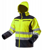 Kurtka robocza ostrzegawcza softshell z kapturem, żółta